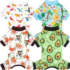 4 Pack Dog Pajamas Soft Strechy Summer Puppy Clothes for Small Medium Dogs Boy G